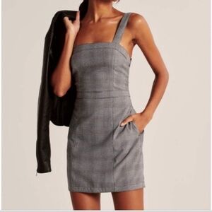 NWT Abercrombie & Fitch gray grey plaid dress jumper mini size medium
